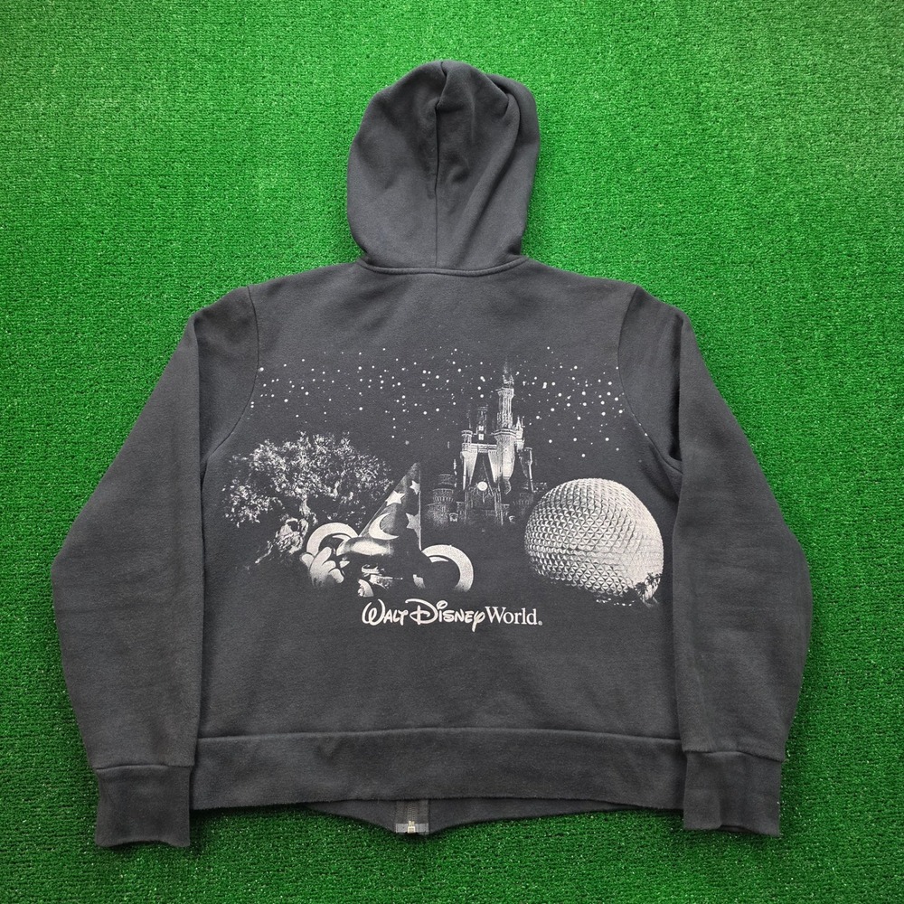 Disney Parks Walt Disney World Hoodie‎ Womens XL Black 4 Parks Icons Full Zip